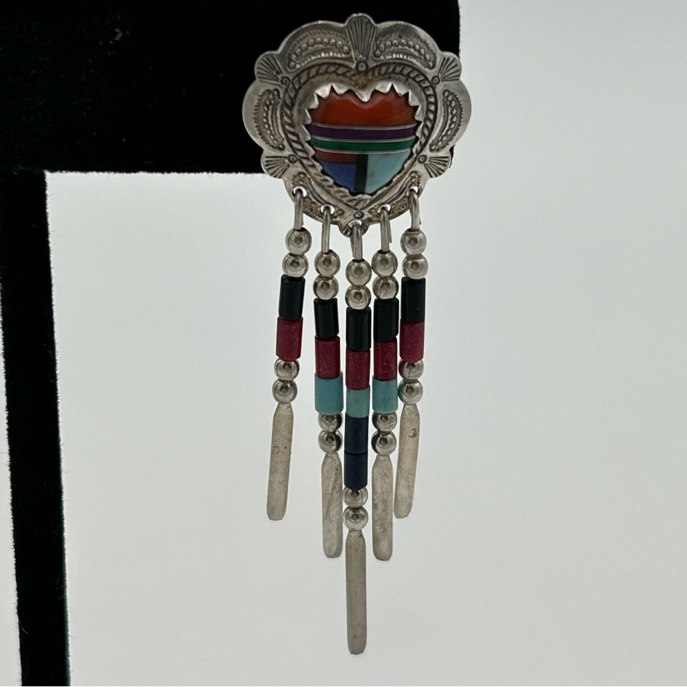 Sterling Silver Native American Turquoise Earrings - Picture 4 of 6